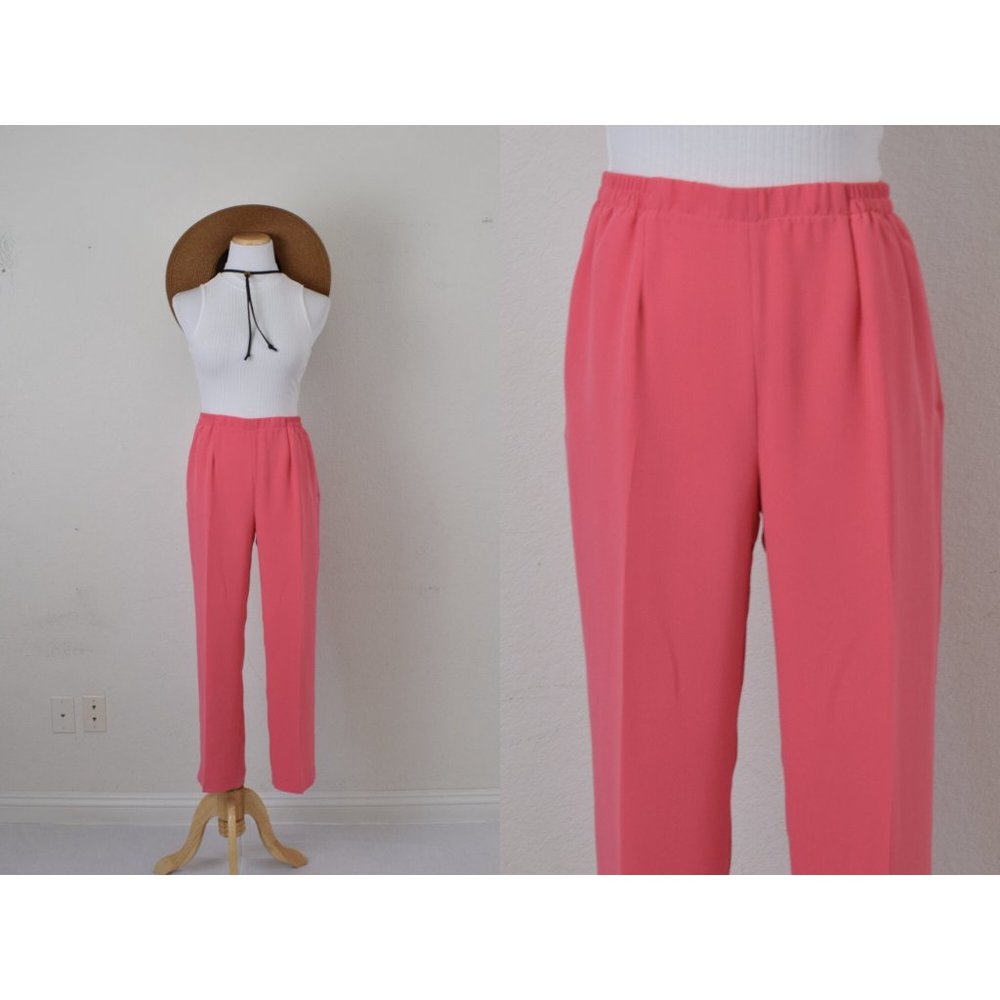 Vintage 80s‎ Peach Pink Polyester Lounge Pants | 28-34 waist